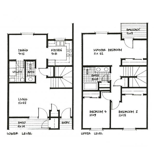 3 Bed 1.5 Bath 2 Level Rendering